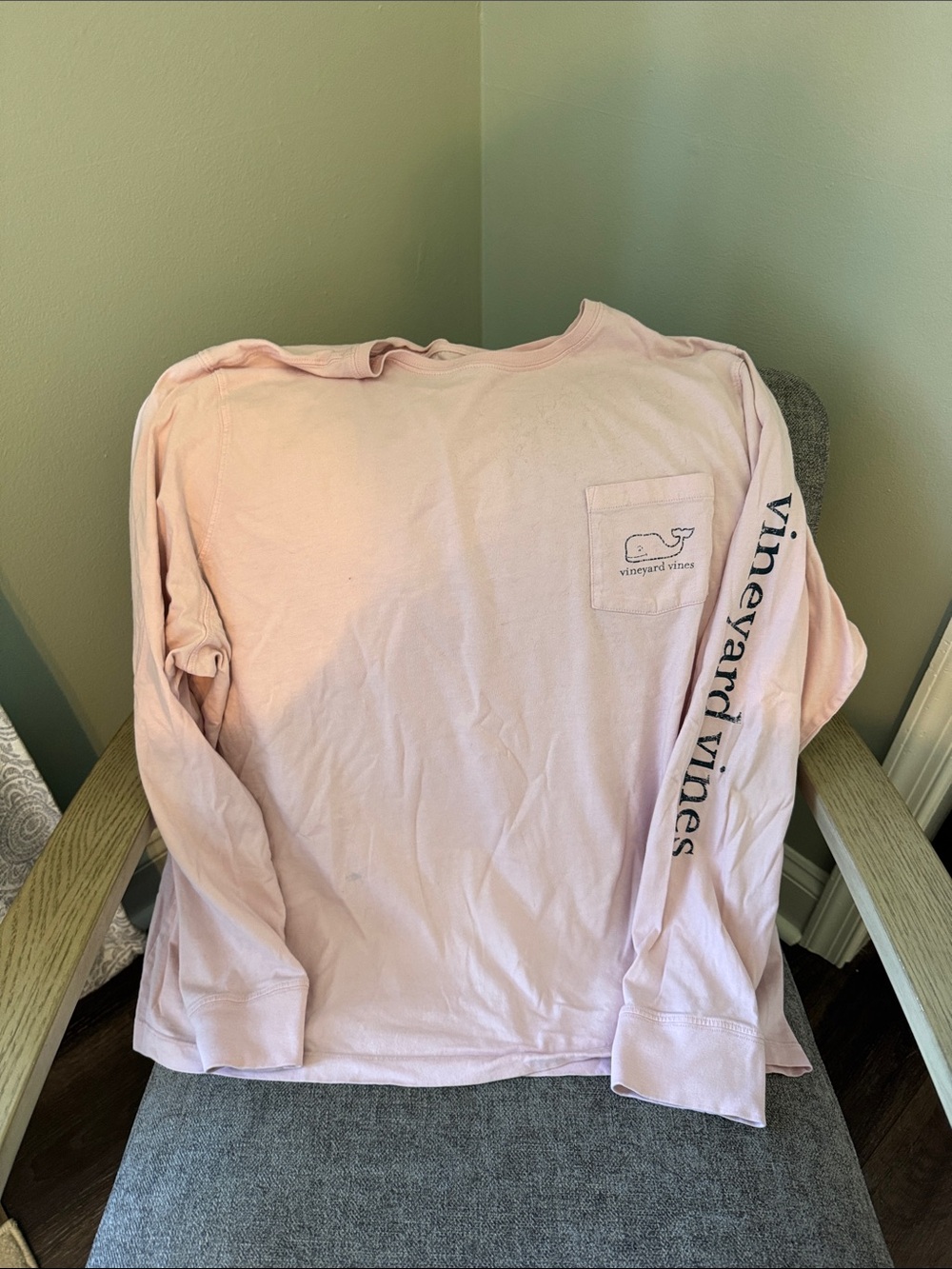 Vineyard Vines Pale Pink Long Sleeve Pocket Tee